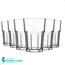 Jogo com 6 Copos de Vidro 350ml – Ideais para Chopp, Whisky, Água, Drinks, Sucos e Refrigerantes