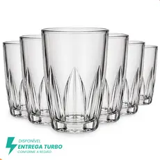 Jogo De Copos Em Vidro Kit 6 Peças Cozinha Água Suco