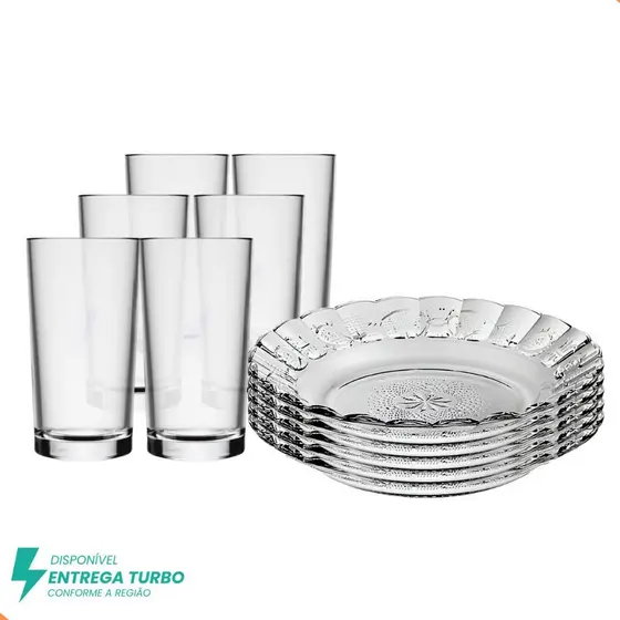 Aparelho de Jantar 12 Peças - 6 Pratos Fundos + 6 Copos Personalizáveis