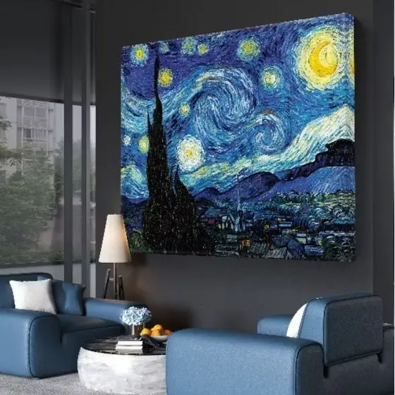 Quadro decorativo tela Van Gogh noite estrelada obra de arte tela acetinada