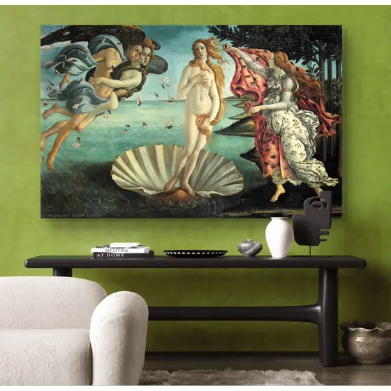 Quadro Decorativo Tela Acetinada O nascimento de Vênus por Sandro Botticelli Obra de arte Renascentista Afrodite