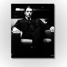 Quadro Decorativo Al Pacino Poderoso Chefão Preto e Branco em Tela Acetinada