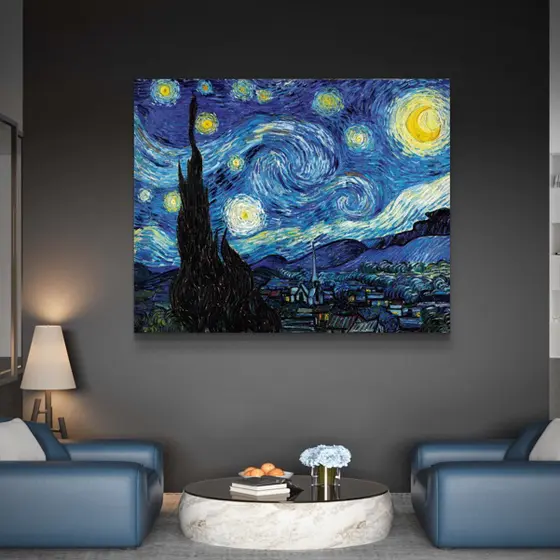 Quadro Decorativo Sala Van Gogh Noite Estrelada Grande obras de artes famosas em tela acetinada