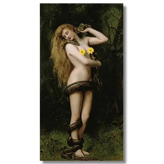 Quadro Lilith Com Uma Cobra 1886 John Collier Obra de Arte Romantismo em Tela Acetinada