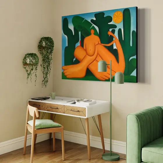 Quadro com moldura Tarsila do Amaral Antropofagia Arte Moderna em Tela Acetinada