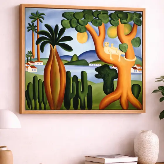 Quadro Tarsila do Amaral Cartão Postal Arte Moderna em Tela Acetinada
