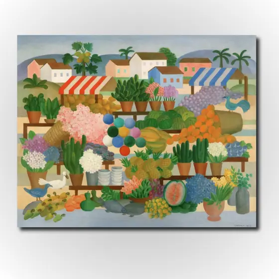 Quadro Tarsila do Amaral a Feira III Arte Moderna em Tela Acetinada