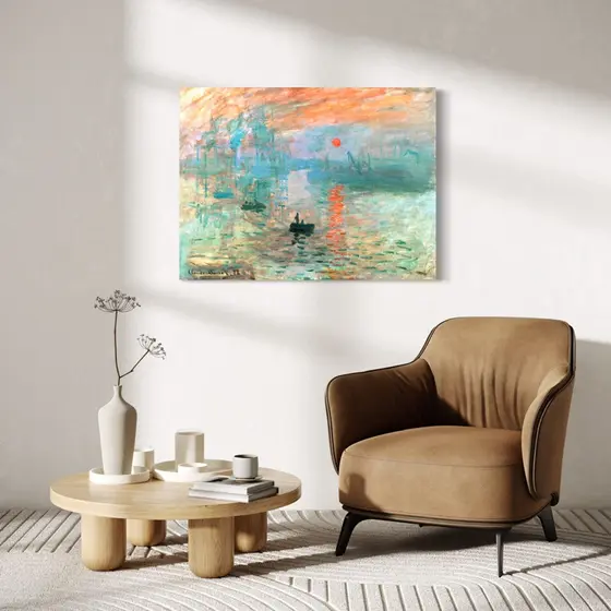 Quadro Claude Monet Amanhecer Verde Nascer do Sol Impressionismo Obras de Artes em Tela Acetinada