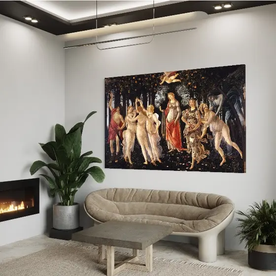 Quadro A Primavera Sandro Botticelli Obra de Arte Renascentista em Tela Acetinada