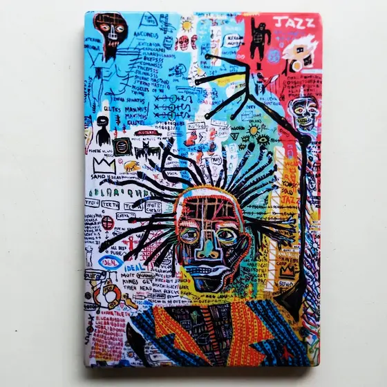 Quadro tela arte moderna inspirada em Jean Basquiat Obras de Artes Tela Acetinada