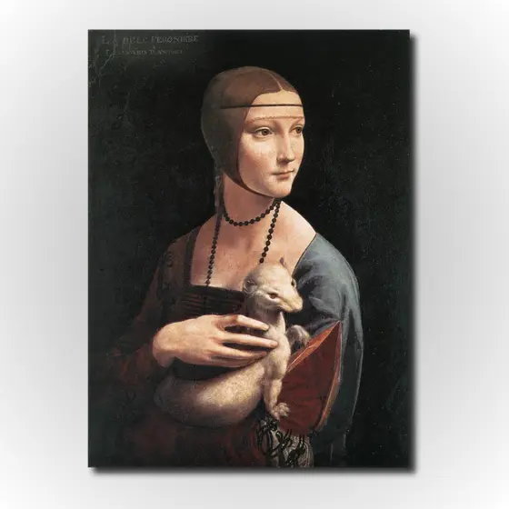 Quadro decorativo Dama com arminho Leonardo da Vinci - Obras de artes em tela acetinada