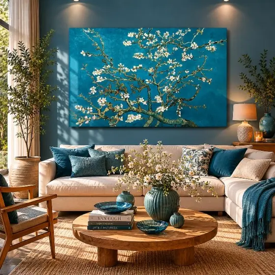 Quadro Van Gogh Amendoeira em flor Obras de artes em tela acetinada