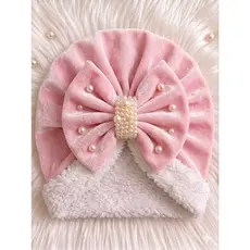 Touca Turbante Luxo com Pérolas | Touca Forrada Quentinha Outono Inverno Elegante infantil
