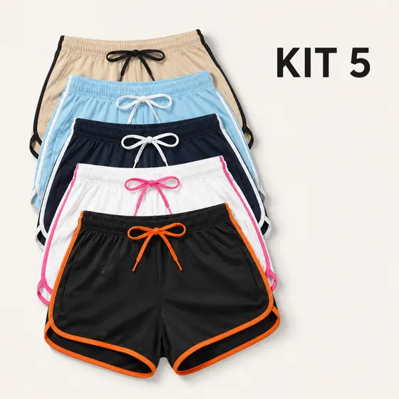 Kit 5 Shorts Feminino Soltinho