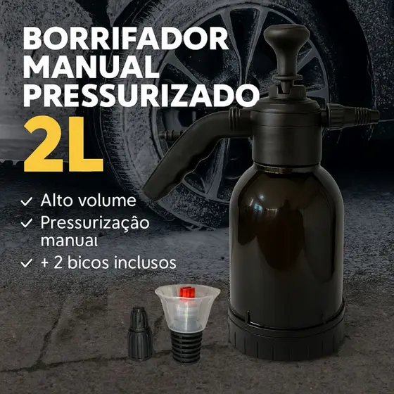 Snow Foam Borrifador Gerador de Espuma Pressurizado Manual 2L + 2 Bicos Shampoo Automotivo Água