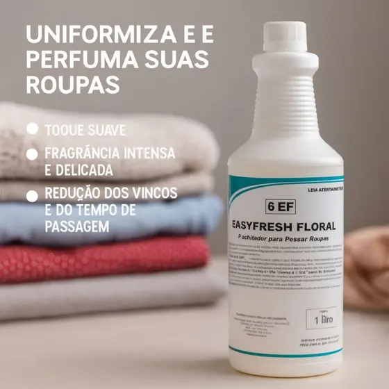 EasyFresh Floral 1L Spartan Roupa Cheirosa Facilitador Para Passar Cheiro de Rico Roupa Macia