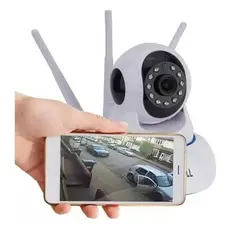 câmera wi-fi robô 3 antenas Yoosee visão noturna full HD 360º microfone áudio babá eletrônica robozinho sem fio - Bivolt