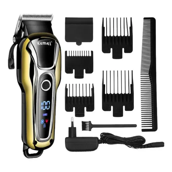 Máquina Cortar Cabelo Sem Fio Profissional Kemei KM-1990 + brinde