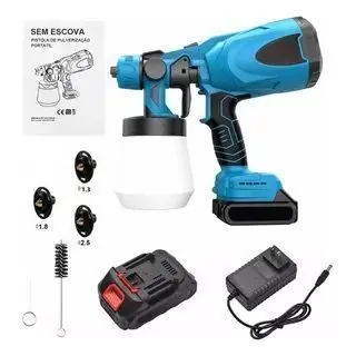 Pistola De Pintura Pulverizadora 2 Bateria 21v Profissional Pulverizador De Tinta - Bivolt