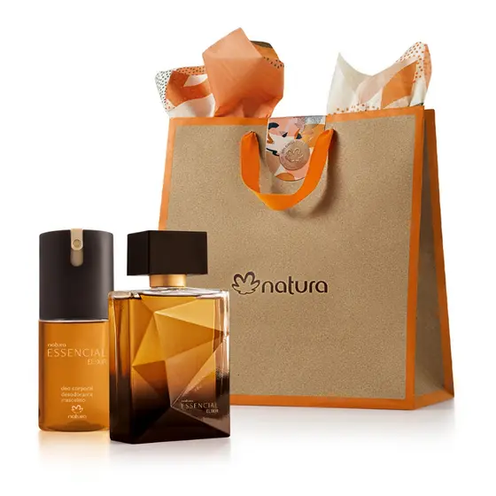 Presente natura essencial elixir masculino - ( 1 Deo parfum masculino 100 ml. 1 Desodorante corporal masculino 100 ml. 1 Sacola especial de presente P. ) kit