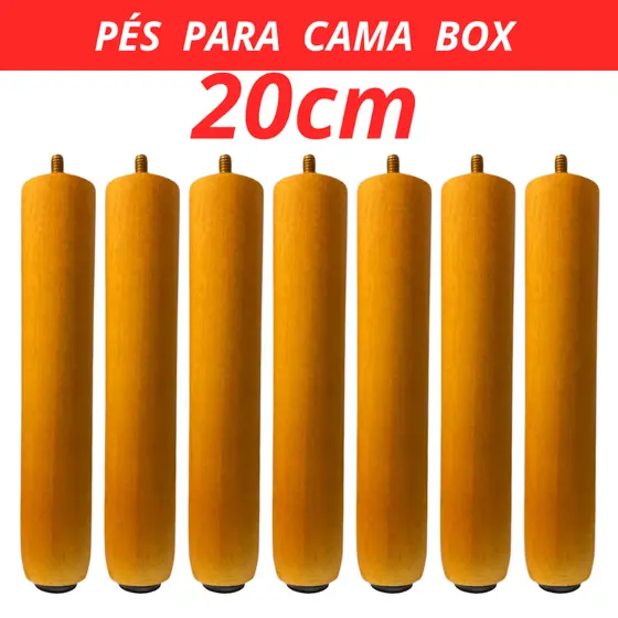 PÉS PARA CAMA BOX 20cm - MADEIRA MACIÇA CAMA SOLTEIRO CASAL QUEEN KING UNIVERSAL