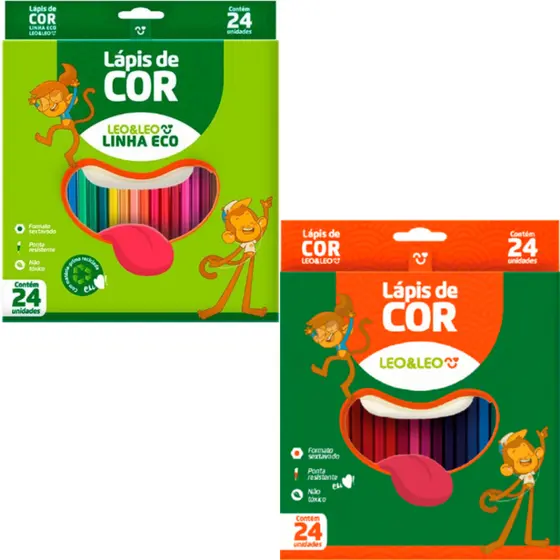 Lapis De Cor Eco Sextavado ou Redondo Leo&leo 24 Cores-1 Unidade