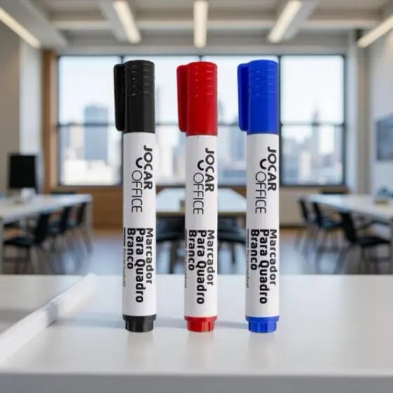 Kit 3 Canetas Para Quadro Branco Leoleo - Marcador Para Quadro Azul Preta E Vermelha