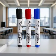 Kit 3 Canetas Para Quadro Branco Leoleo - Marcador Para Quadro Azul Preta E Vermelha