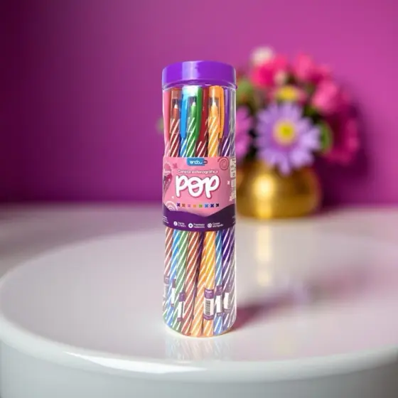 24 CANETAS ESFEROGRAFICA POP 0.7MM 8 CORES