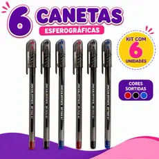 Caneta esferográfica My Tech 6 Unidades Jocar Office ponta agulha 0,7mm