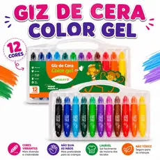 Giz De Cera Color Gel 12 Cores Unidades Leoeleo