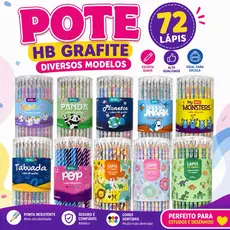Pote Lápis Preto Com Borracha - Lápis Preto HB  Estampado C/ 72 Unidades / Borracha Na Ponta