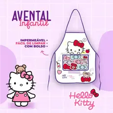 Avental Infantil Com Bolso Hello Kitty Escolar Decorado Feminino - Leonora