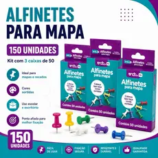 Alfinetes Para Mural Cortiça Taça Coloridos 150 unidades Ideal Mapa