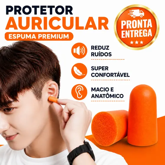 Kit C/10 a 100 Protetor Auricular Auditivo Tampão de Ouvido Espuma Anti Ruidos P/Dormir Trabalhar Estudar