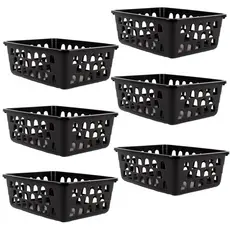 Kit 6 Cestos Multiuso Organizador Médio Preto 20x15,5x6,5Cm