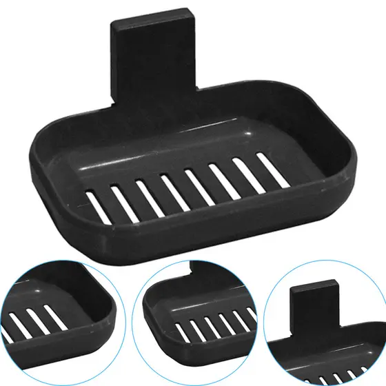 Saboneteira Com Suporte de fixação Adesivo Para Parede Preto Arqplast 25957PM
