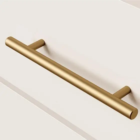 Puxador de Gaveta Móveis Armário Dourado Fosco Aço Inox Redondo Haste