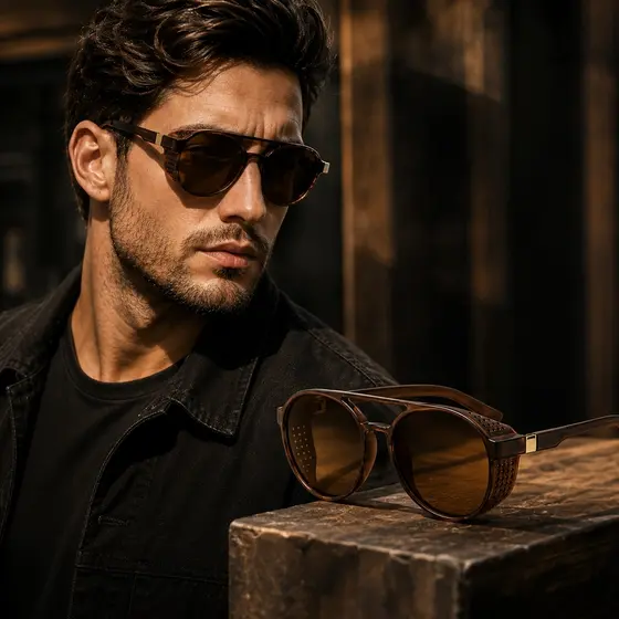 Óculos de Sol Alok Proteção Lateral Steampunk Futuristica Sol Masculino