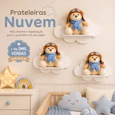 Trio Prateleira Nuvem MDF Infantil | Nicho Decorativo Quarto Bebê | Fácil Instalação | 10 Cores