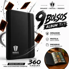Álbum 3x3 Pasta Pokemon 360 Cartas Premium 9 Bolso Webox TCG Colecionador Cartas Organizador Premium