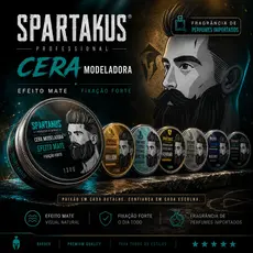 Cera Modeladora Efeito MATE 130g Pomada Para Cabelo e Barba SPARTAKUS | Professional Para Salões