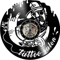 Relógio  de parede Tattoo Studio feito em disco De Vinil - Relógio De Parede Tatuador feito em Vinil Disco LP