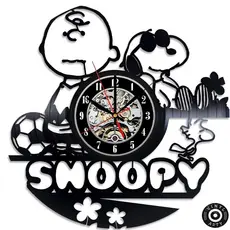 Relógio  de parede Desenho Snoopy feito em disco De Vinil - Relógio De Parede feito em Vinil Disco LP