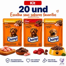 CHAMP 20 UND Carne/Frango e Filhote - Sachê para Cães 85g