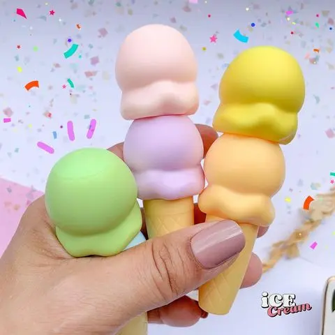 Kit 2 Marca Texto Kawaii Sorvete Ice Cream Colorido Caneta Marca Texto Planner Bullet Journal Papelaria Escolar Material