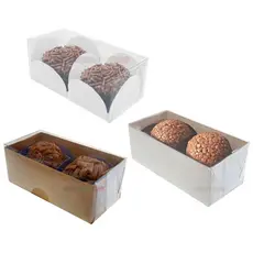 125 Caixas Para 2 Bombons Brigadeiros Doces Gourmet 8x4x3 Cm Branco, Kraft e Transparente