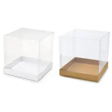 15 Caixas 12x12x12 para presente, Mini Bolo e Panetone 250 Gr kraft ou branco tampa transparente