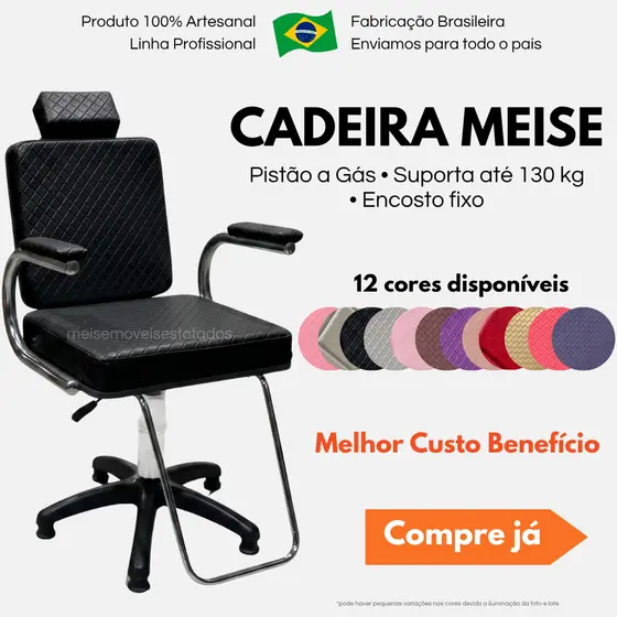 Cadeira de Salão de Beleza Poltrona Cabeleireiro Barbeiro Maquiagem Lash Trancista Pistão a Gás