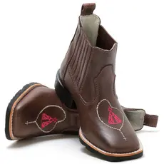 Botina Marrom Feminina Texana Country Cano Baixo Bordada Confortável Rhl Botas